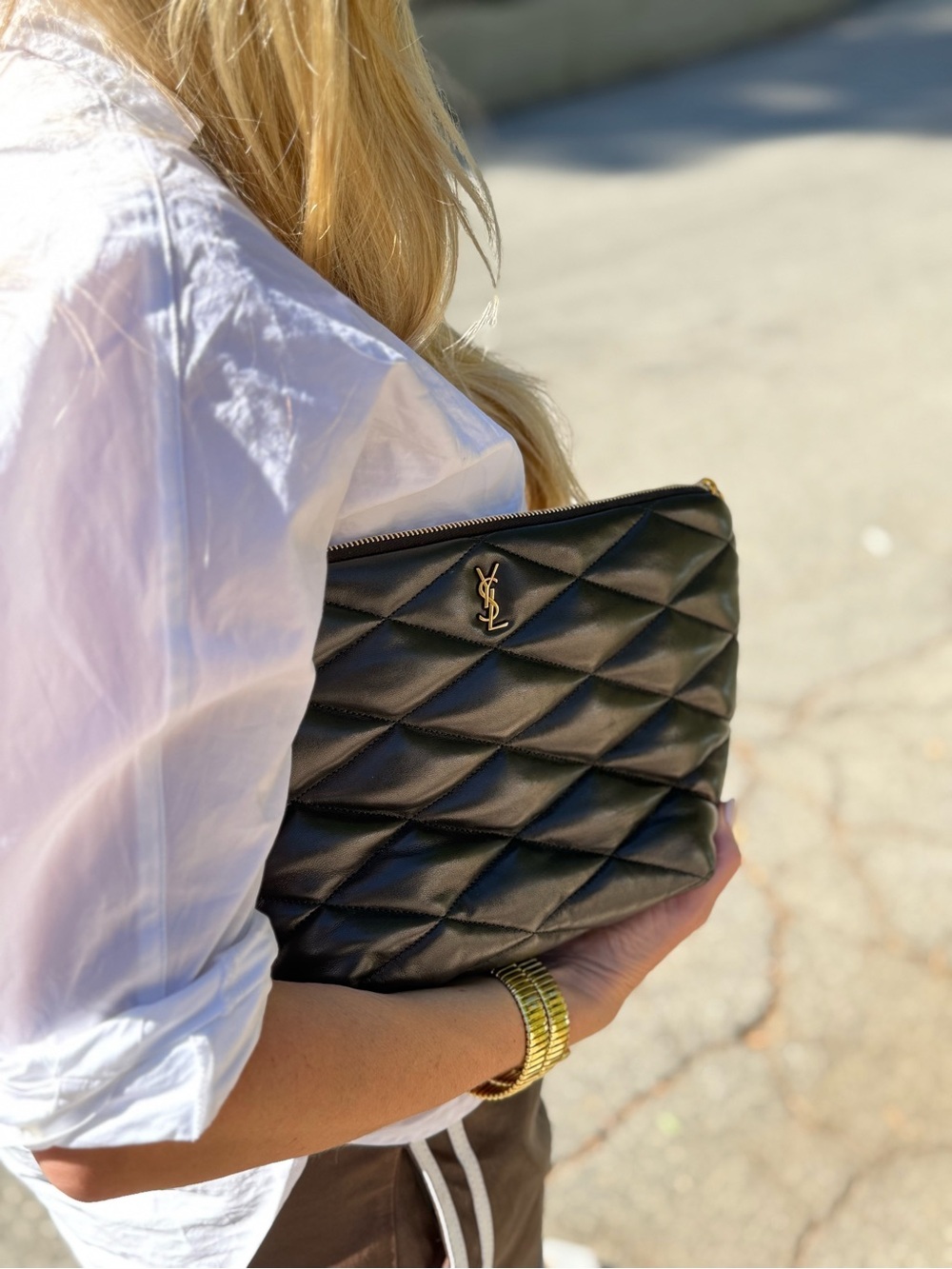 Saint Laurent Quilted Sade Medium Clutch